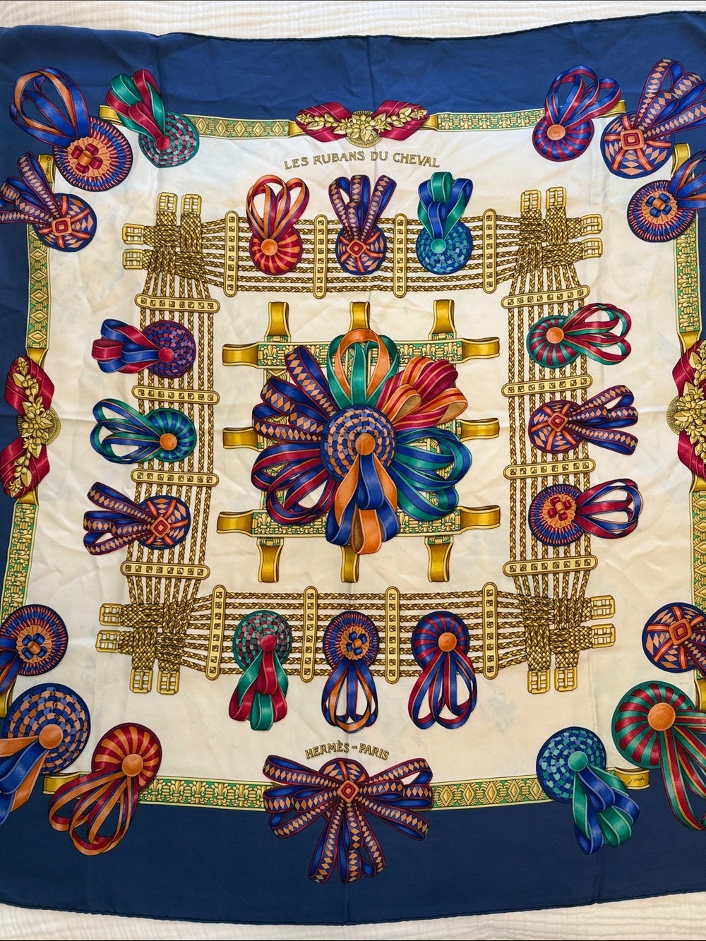 Hermès 'Les Rubans du Cheval' silk scarf designed by Joachim Metz